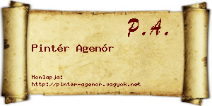 Pintér Agenór névjegykártya